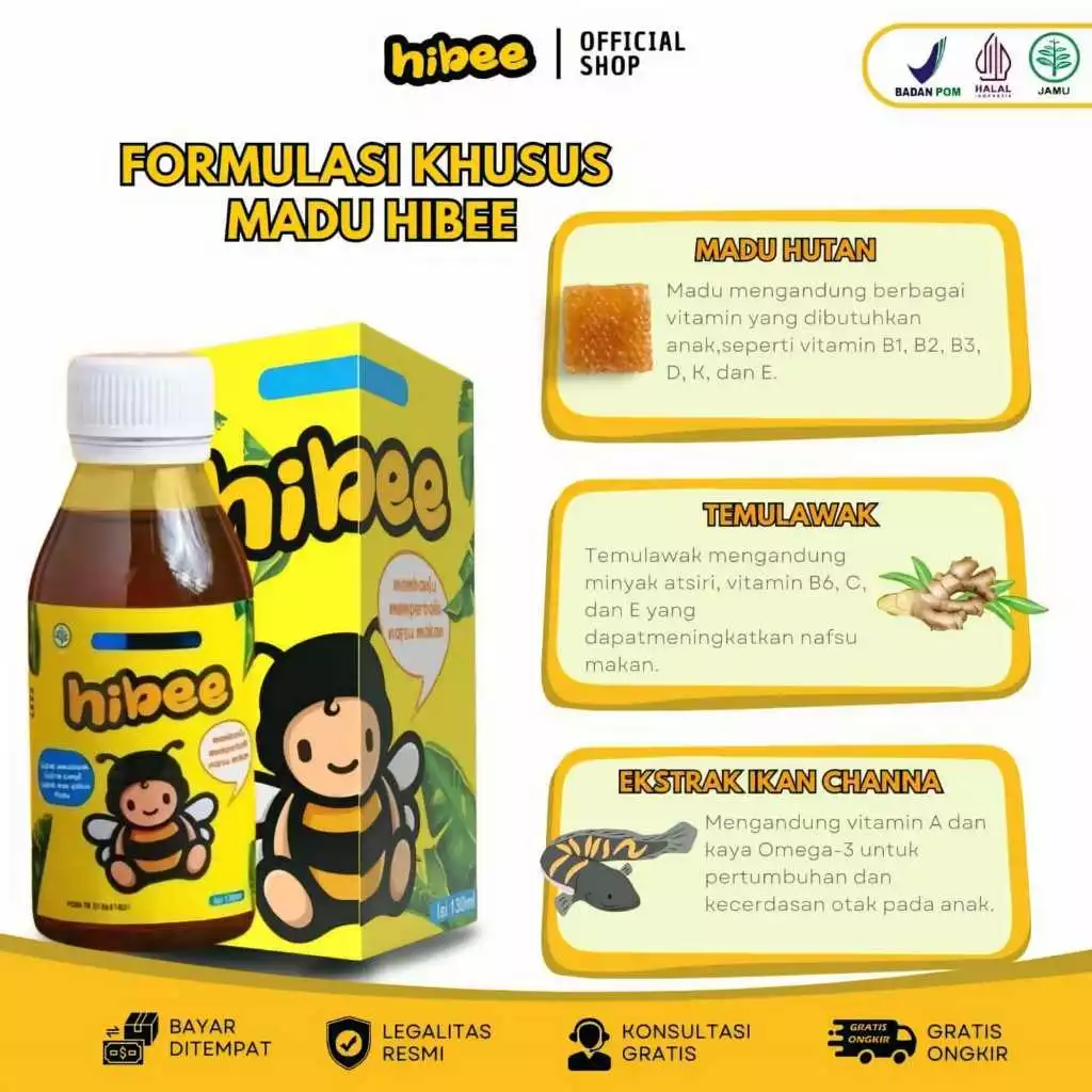 Hibee Original Madu Gemuk Anak - Multivitamin Nutrisi Penambah Nafsu Makan & Berat Badan Anak BPOM & HALAL - Image 2