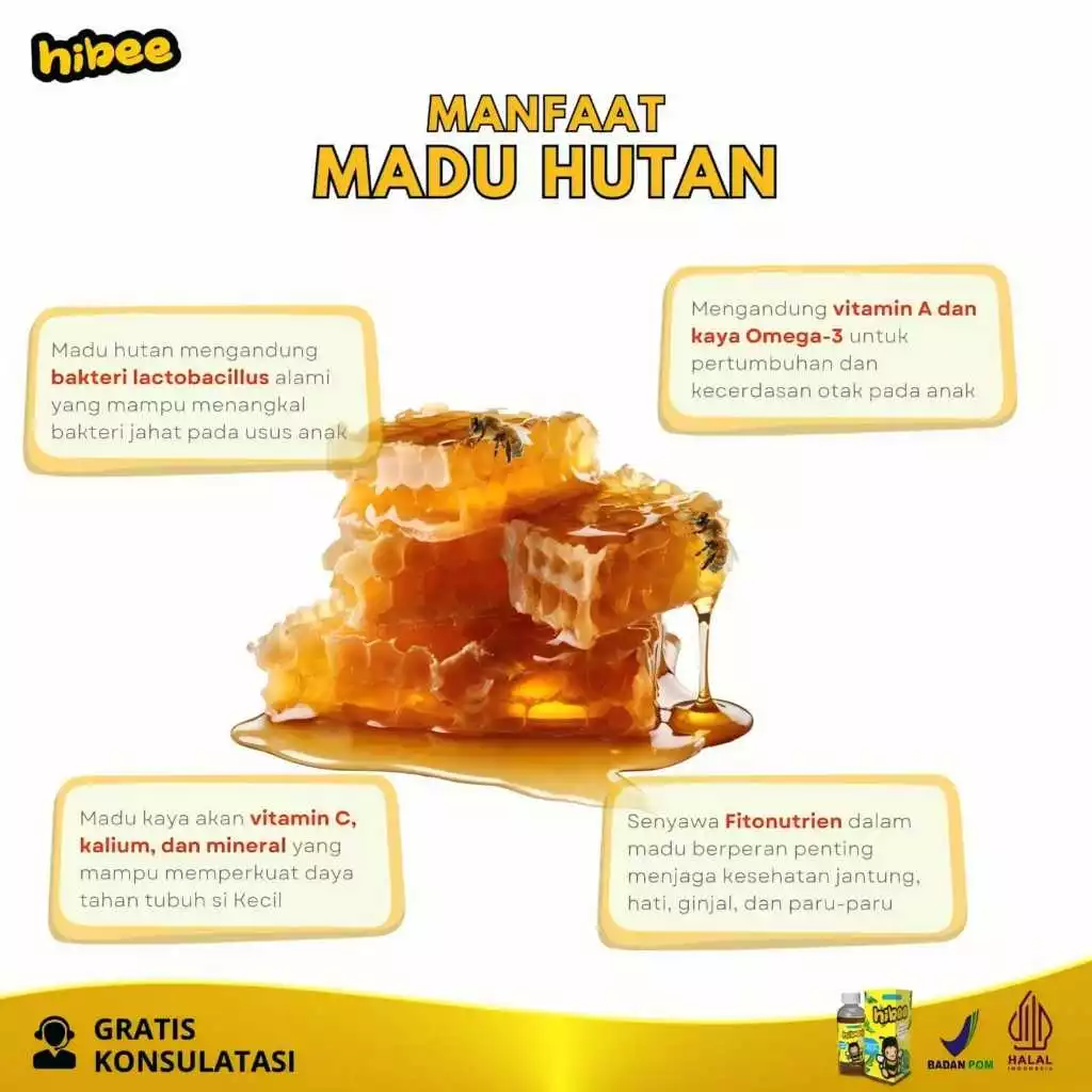 Hibee Original Madu Gemuk Anak - Multivitamin Nutrisi Penambah Nafsu Makan & Berat Badan Anak BPOM & HALAL - Image 5